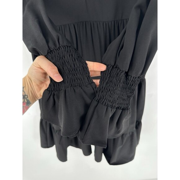 Pomander Place Tuckernuck Black Crepe Kenzo Mini Dress Women's M EUC - Picture 6 of 9